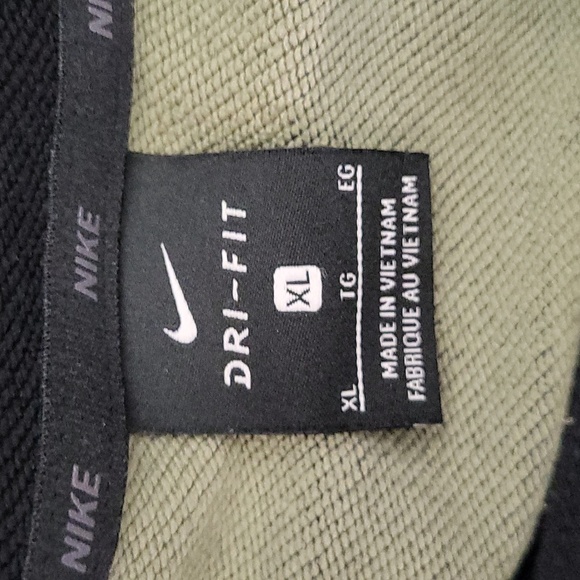 Nike Mens XL Dri Fit Pullover Hoodie Black Green‎ Camo Stripe Army Sweatshirt - Picture 3 of 8